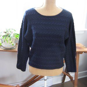 Navy Tahari Cable Knit Sweater
